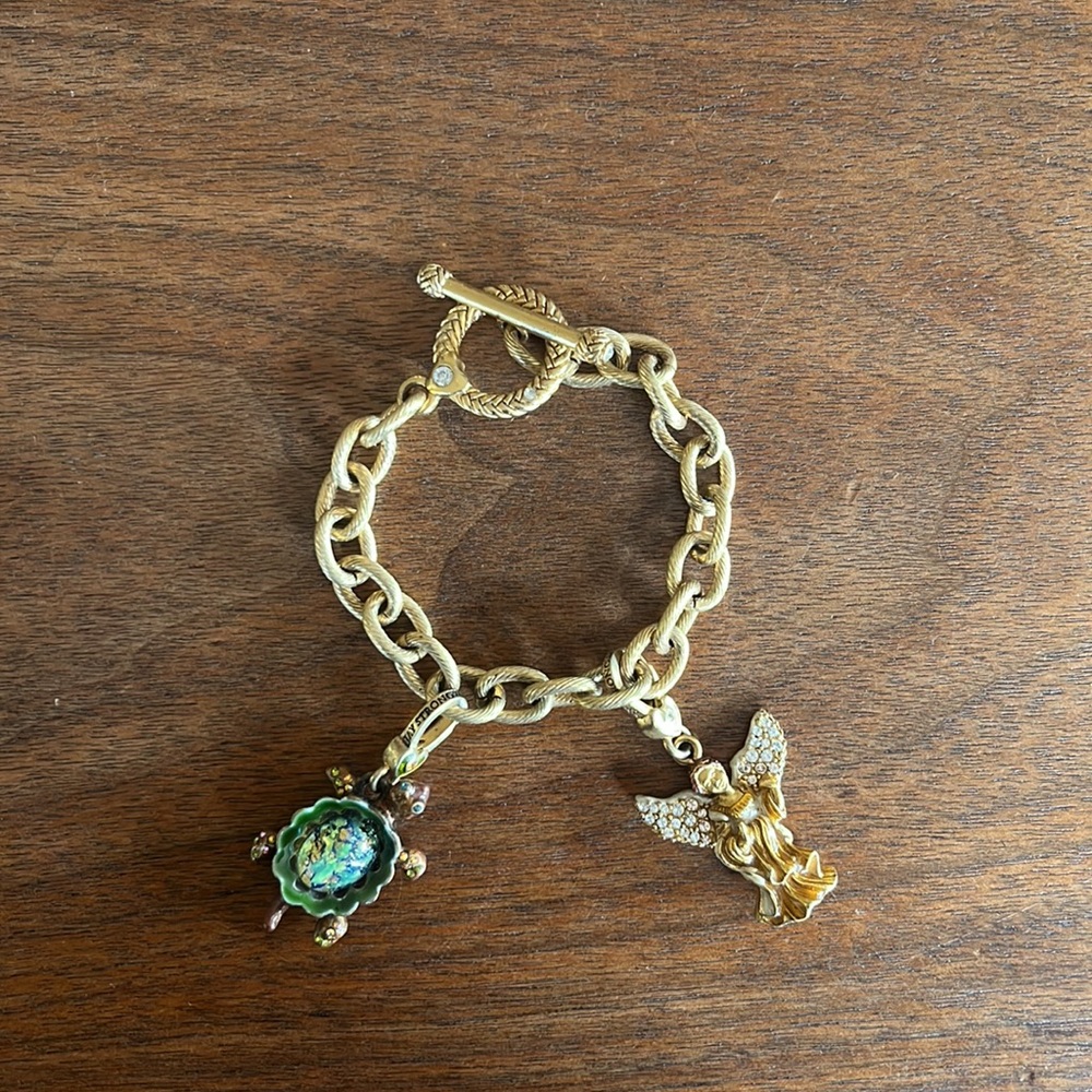 Jay Strongwater toggle bracelet with two charms